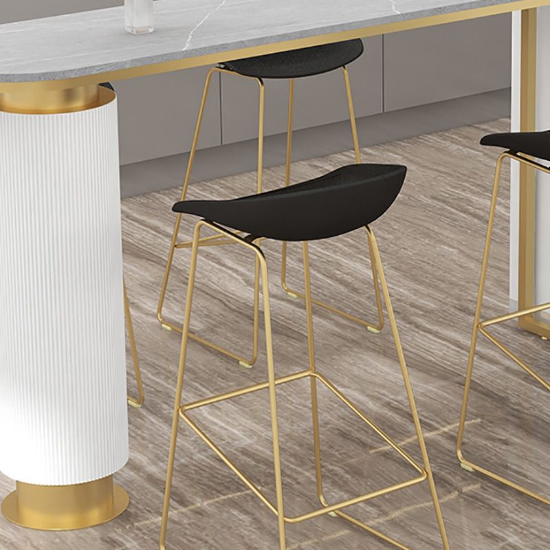 Glam Style Plastic Counter Stool Bucket Bar Stool with Metal Legs