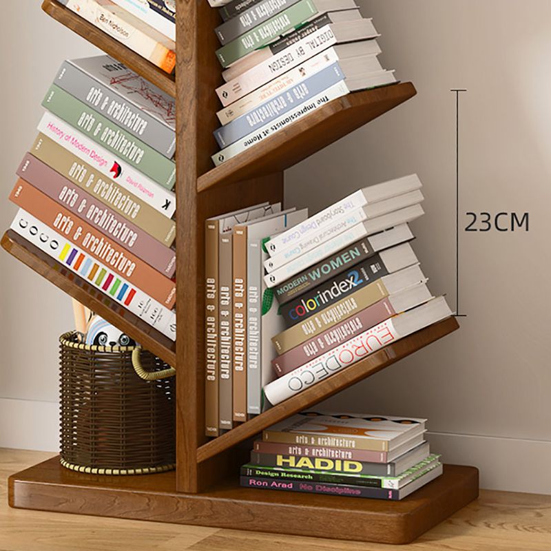 Modern Wood Bookshelf Geometric Vertical Open Shelf Bookcase