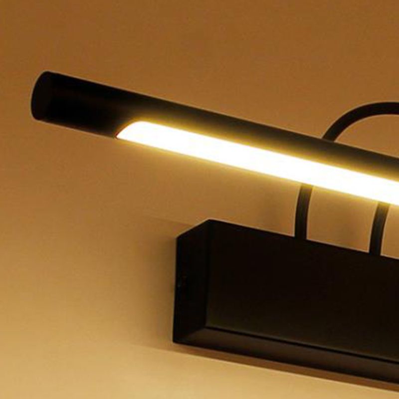 Metal Linear Shade Wall Sconce Modern Style 1 Light Mirror Wall Mount Lighting in Black