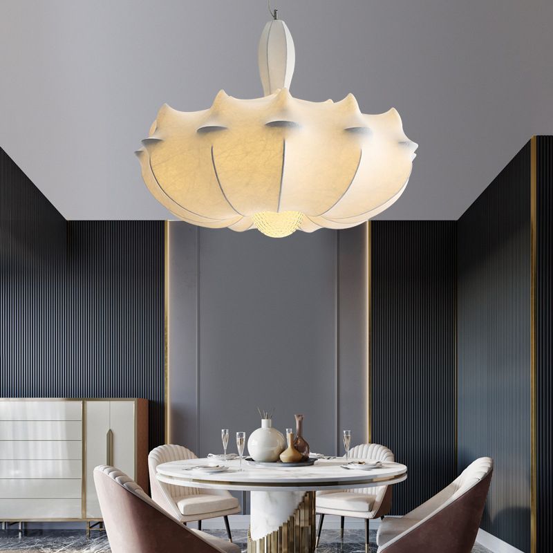 Stretch Silk Fabric Lantern Shade Pendant Light Style moderne MODERNE 3 LIGHTS ÉCLAIRAGE SUSPENSION POUR RABLÈME