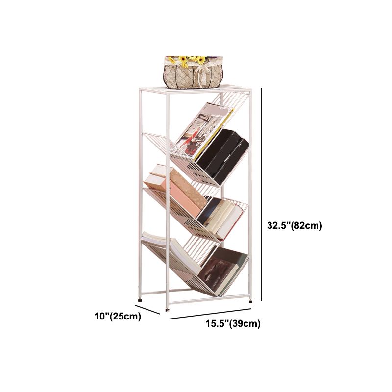 9.84"W Bookshelf Contemporary Style White Bookcase for Home Office