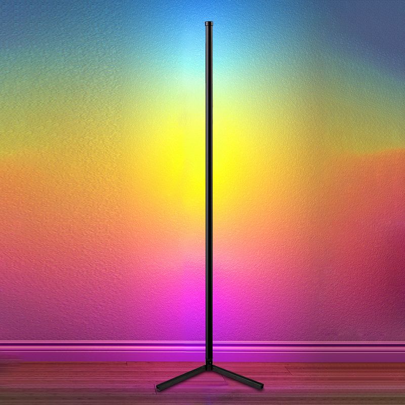 Tube Floor Light Modern Style Metal 1 Light Floor Light Fixtures in Black