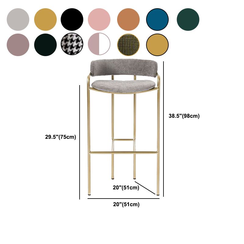 Modern Indoor Upholstered Bar Stool Low Back Footrest Counter Stool