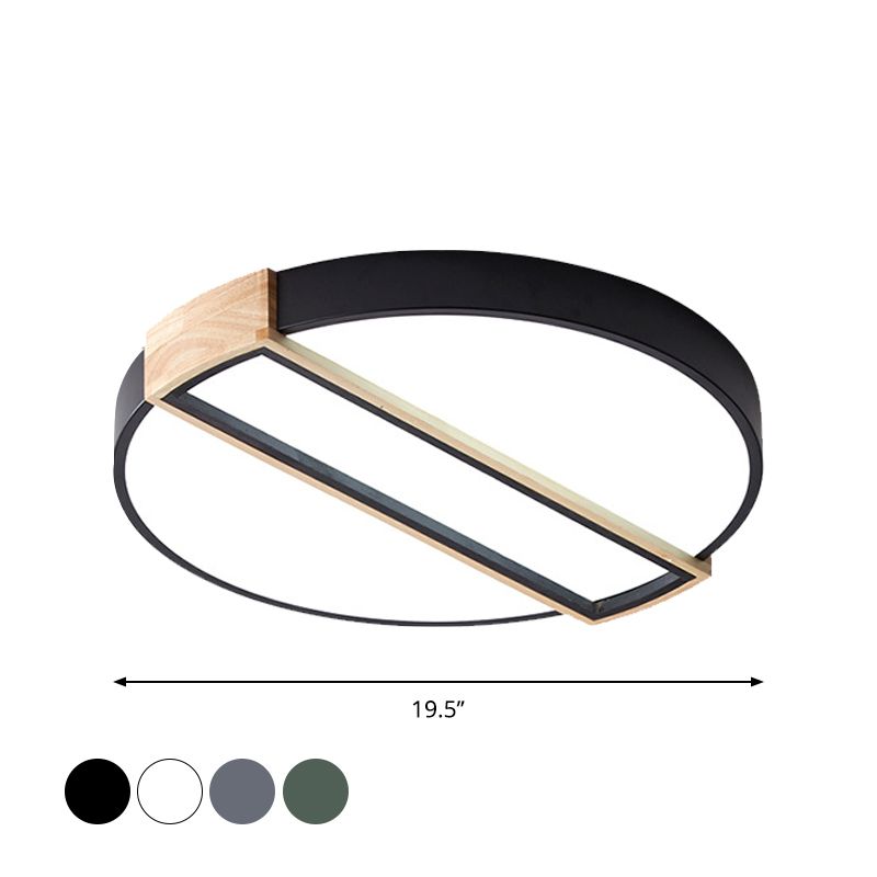 16"/19.5" Wide Nordic LED Flushmount White/Grey/Green Spliced Round Ceiling Mount Light with Acrylic Shade