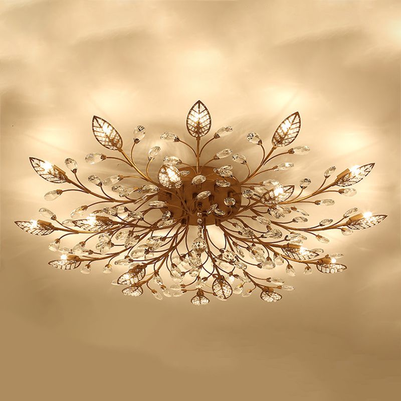 Lámpara de techo radial de múltiples luces de múltiples iluminación de techo de cristal de estilo moderno para sala de estar