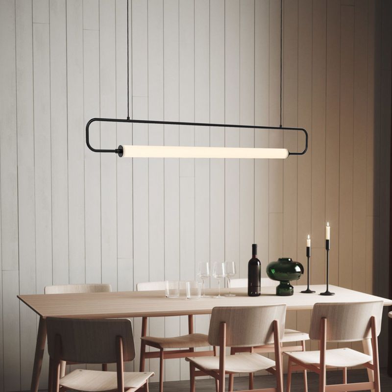Rectangle Island Light Fixture Modern Metal 1 Light Island Ceiling Light for Dining Room