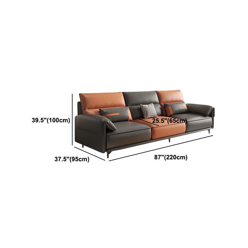 Glam Sewn Pillow Back Pillow Top Arm Living Room Faux Leather Sofa