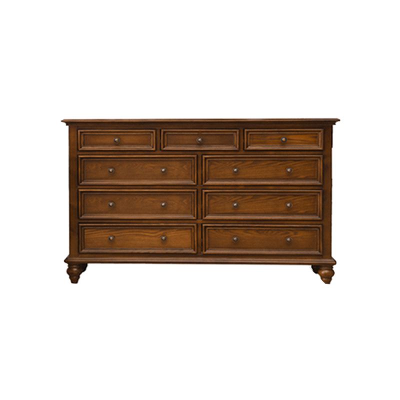 Solid Wood Storage Chest Dresser Brown Storage Chest with Drawers