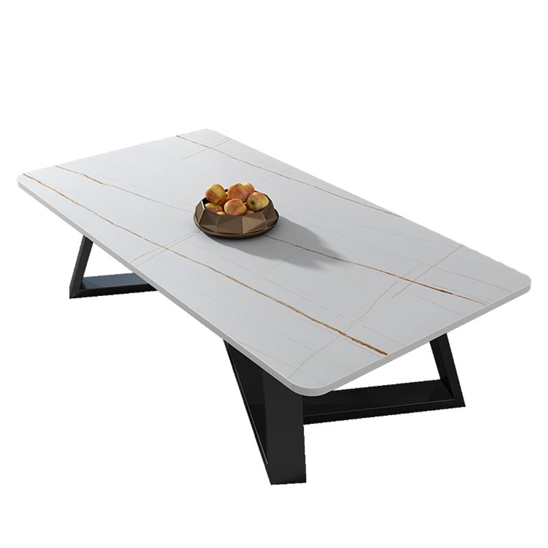 Glam Cross Legs Coffee Table Slate Rectangular Coffee Table Set for Home