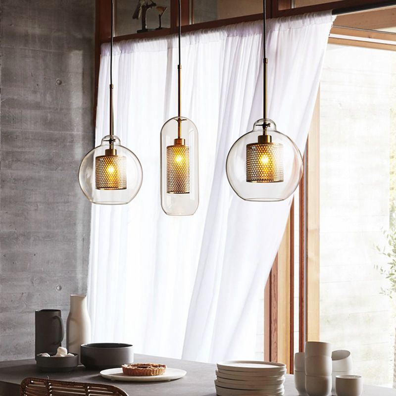 Contemporary Hanging Light Glass Shade Pendant Lighting Fixture for Sitting Room