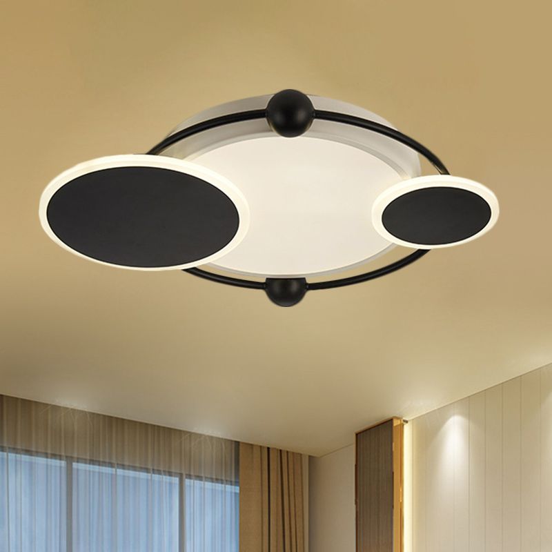 Plafonnier rond LED encastrable moderniste en métal noir/noir et doré en lumière chaude/blanche, 19,5"/23,5" de diamètre