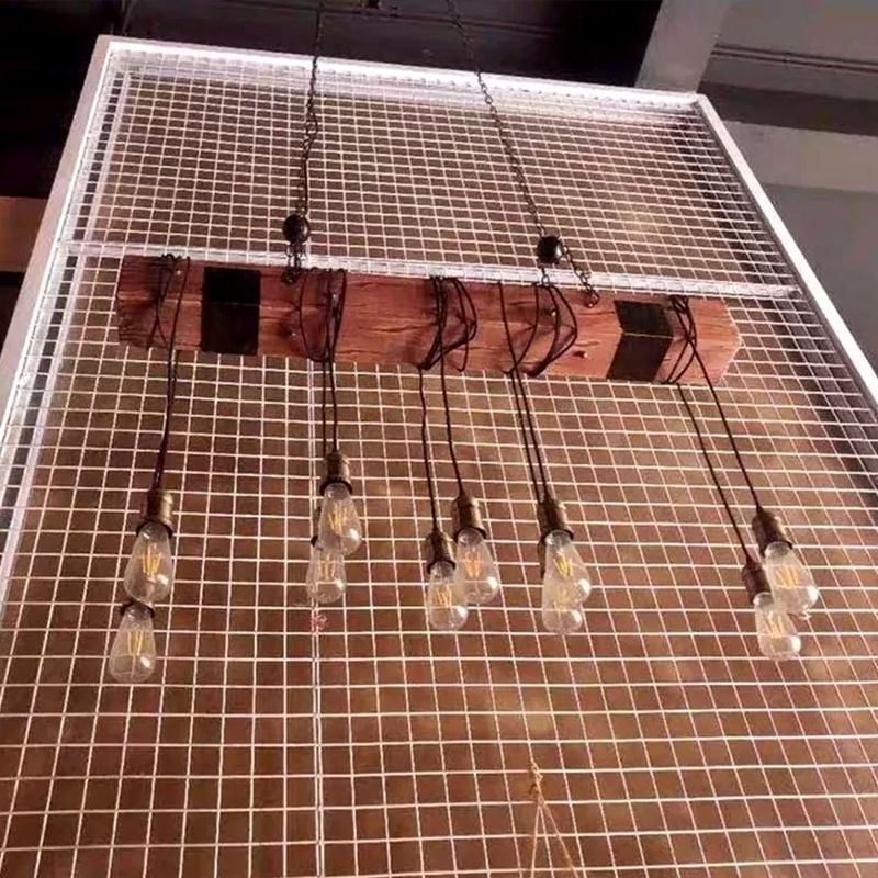 Industrial Style Linear Hanging Pendant Lights Wood Pendant Light Fixtures