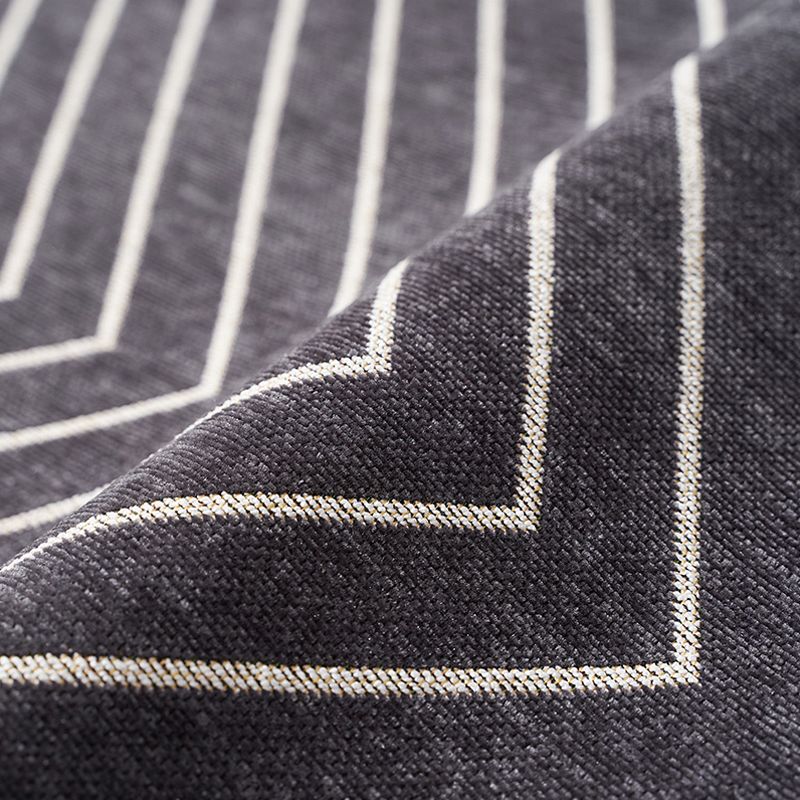 Contemporary Striped Pattern Rug Black and Grey Polyester Carpet Anti-Slip Pet Friendly Washable Rug for Home