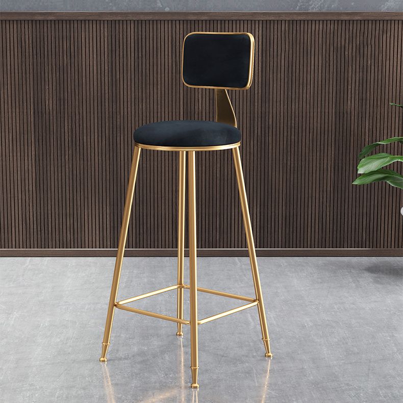 Nordic Glam Bar Stool Round Counter Bar Stool with Metal Legs for Home