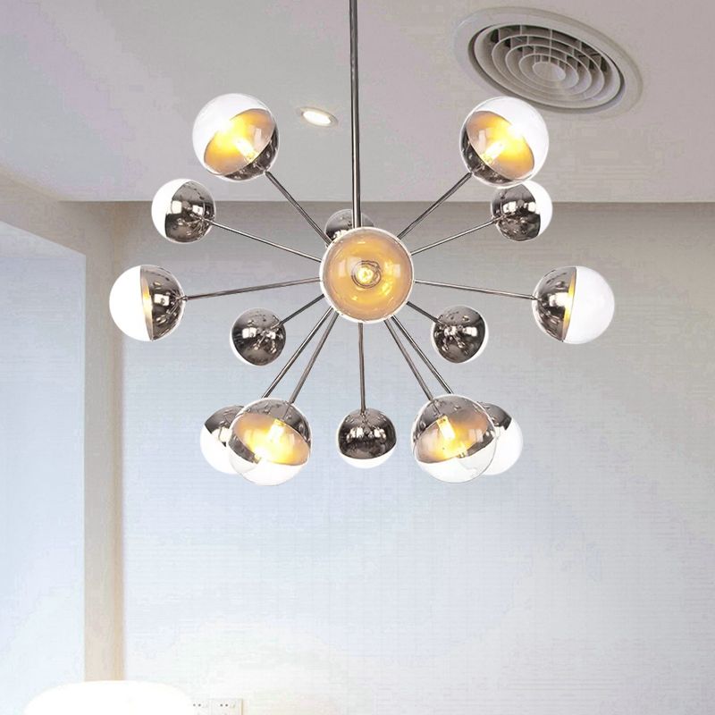 Semi-encastré Globe pour salle à manger, verre blanc/transparent/gris fumée, 9/12/15 lumières, luminaire semi-encastré contemporain en cuivre/chrome/or