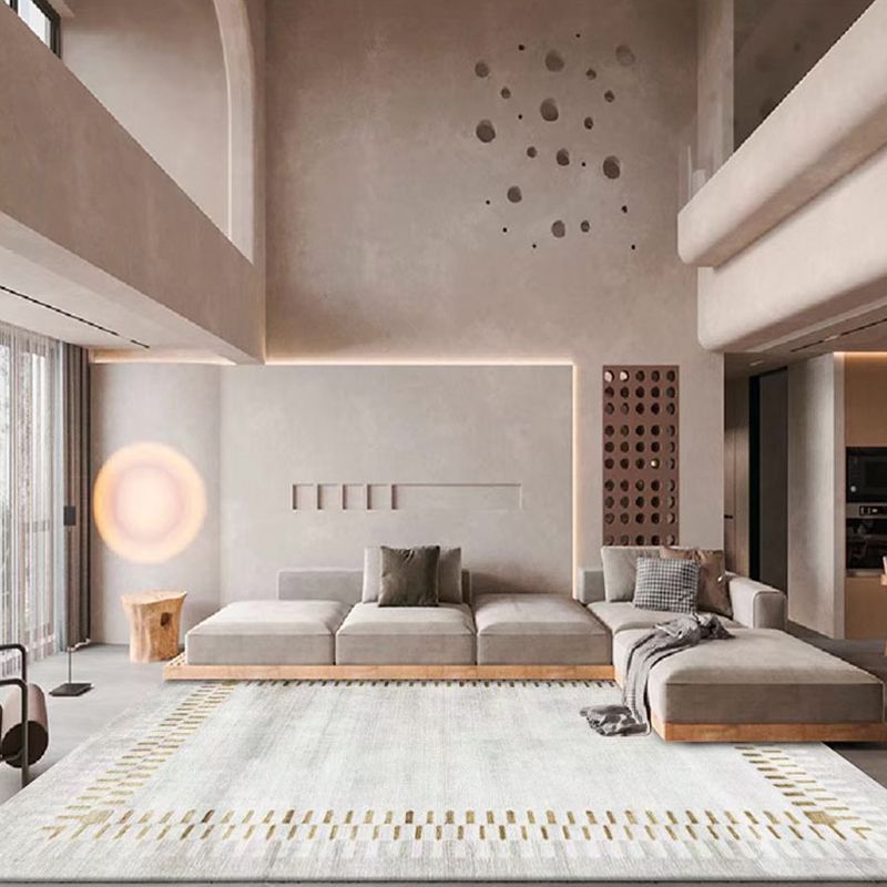 Gray Casual Carpet Polyester Pattern Carpet Non-Slip Backing Carpet for Home Decor