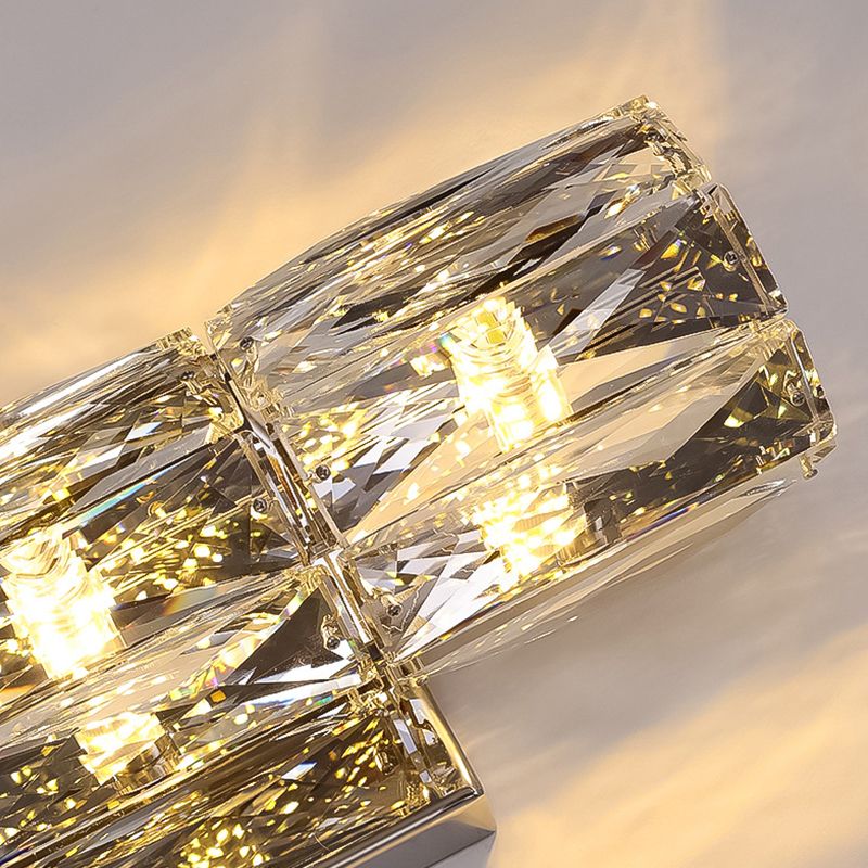 2/4/6-Light Modernism Golden/Chrome Crystal Shade Unique Bathroom Vanity Light