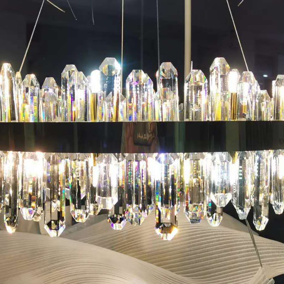 Luce lampadario in stile moderno Luce a sospensione in cristallo oro per soggiorno