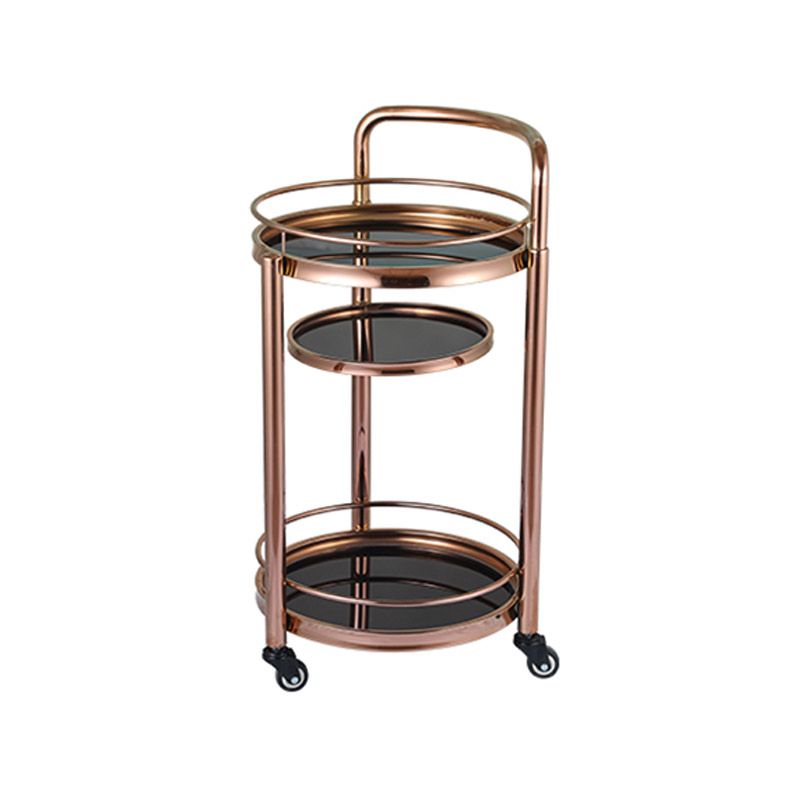 Modern Open Storage Prep Table Round Home Dining Kitchen Trolley