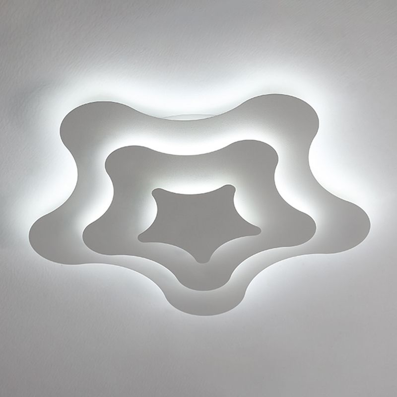 Plafonnier LED géométrique blanc en fer laqué de style moderne avec abat-jour en acrylique