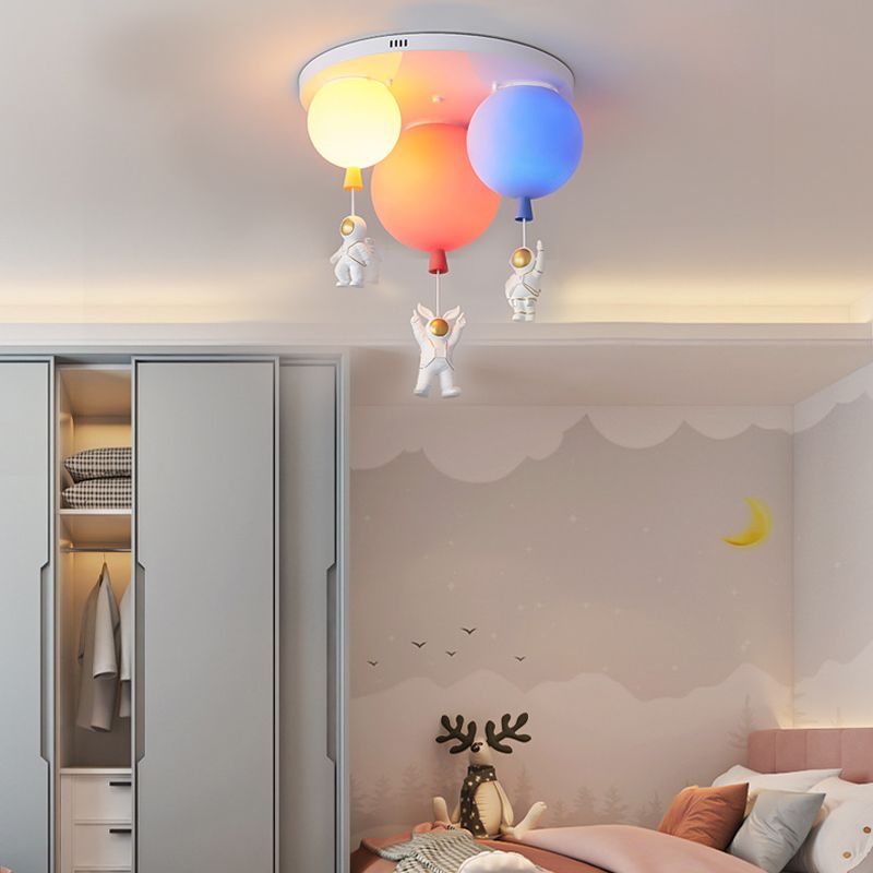 Luz de techo empotrada de metal para astronauta, luces múltiples para niños, luz semi empotrada con pantalla acrílica de globo