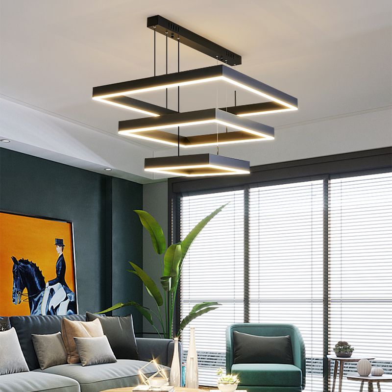 Mehrere Quadrate Pendelleuchte moderne Kronleuchter Lichter Metallkronleuchter für Wohnzimmer