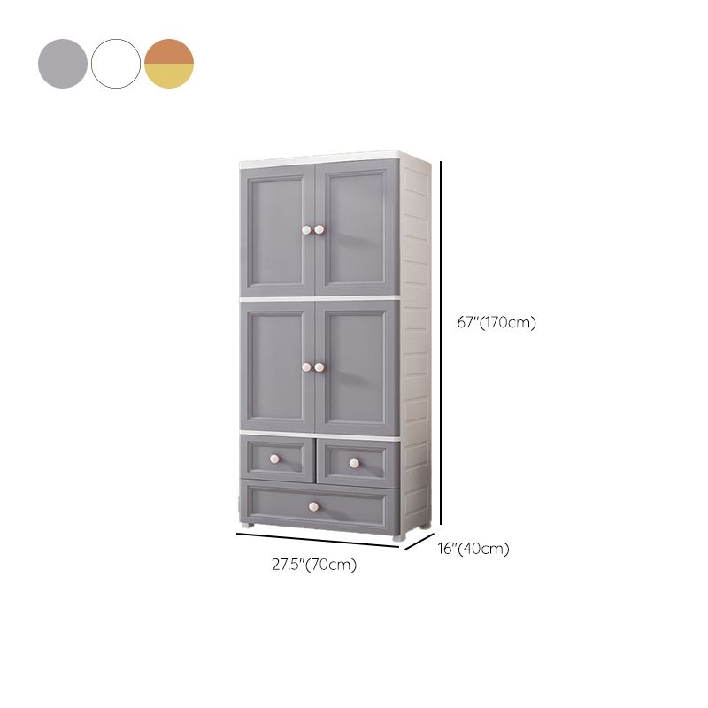 Hinged Wardrobe Cabinet with Garment Rod Modern Plastic Wardrobe Armoire