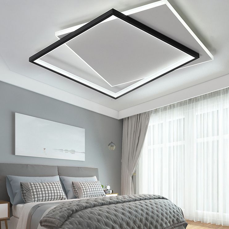 Ultra-thin Flush Mount Lighting Simplicity Metal Black-White LED Ceiling Lamp for Living Room