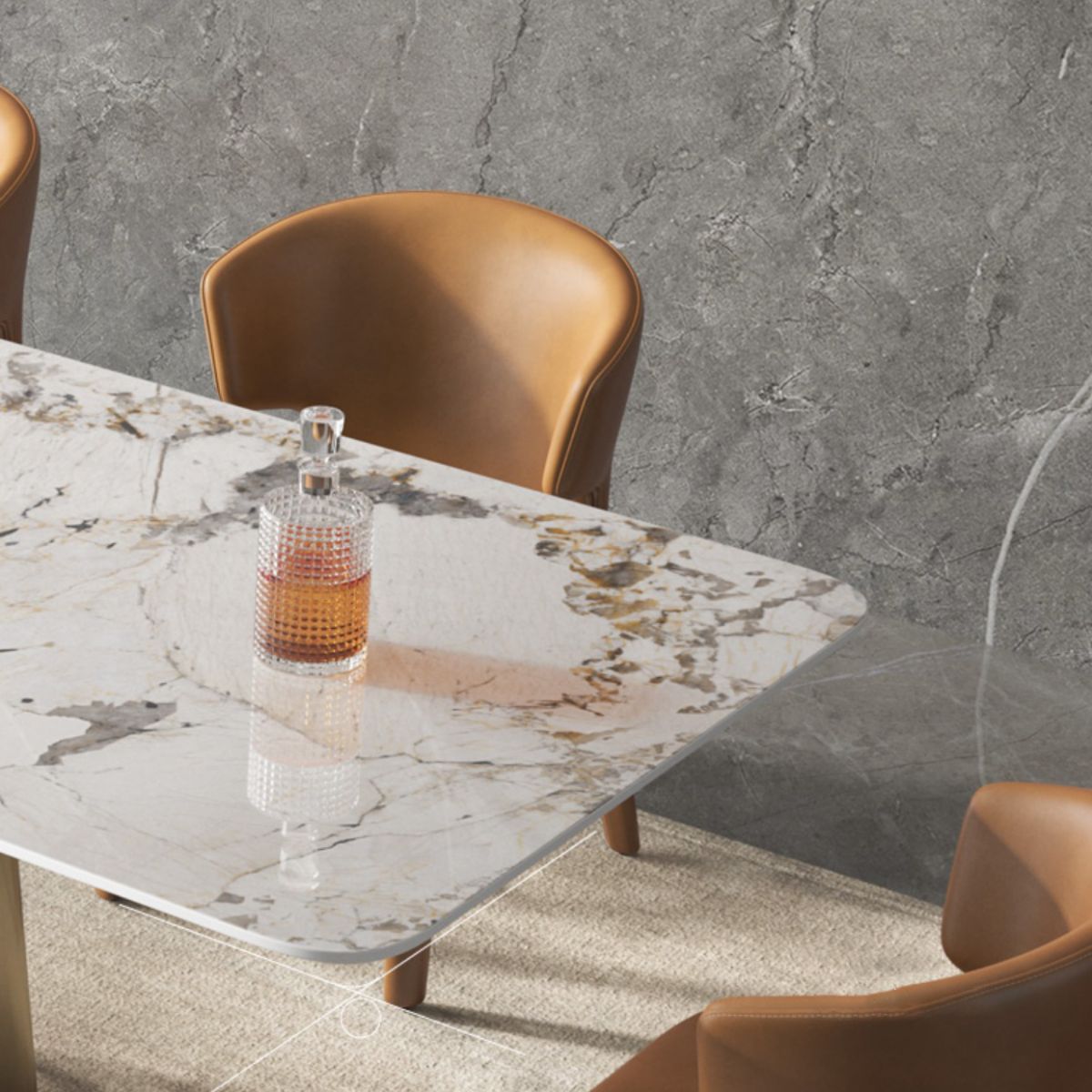 Glam Dining Set 1/2/4/7 Pieces Sintered Stone Top Table with Wingback Chairs