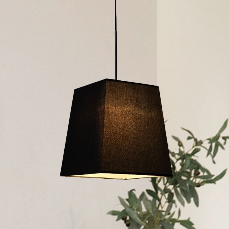Trapeziumvormige mini hanglamp eenvoud stof enkele zwarte suspensielamp voor eetkamer