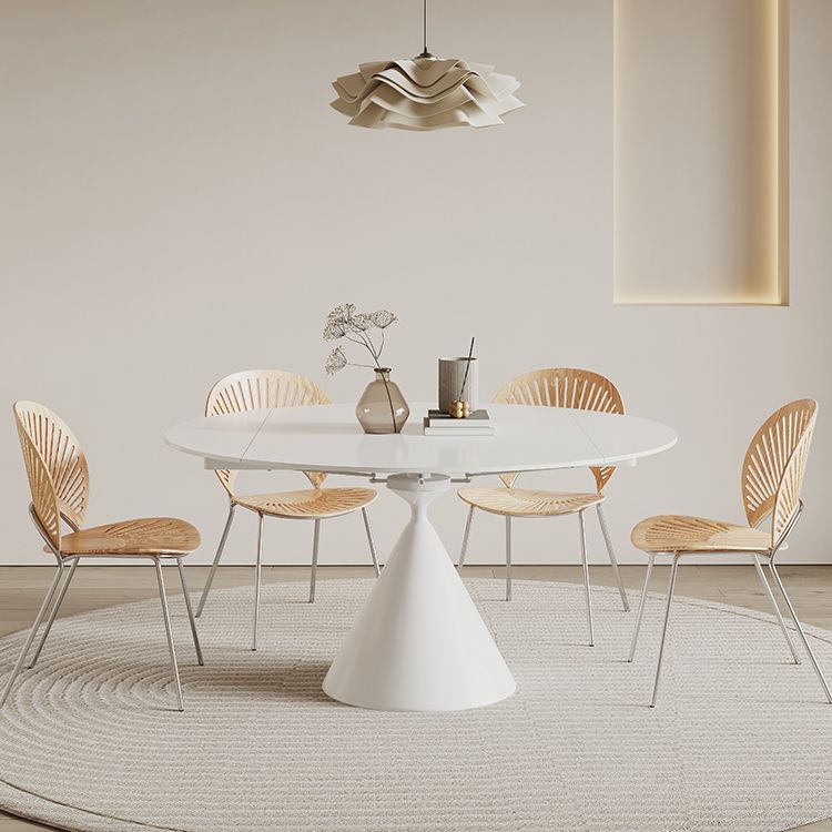 Contemporary 1/4/5/7 Pieces Furniture Round Stone Dining Set in White