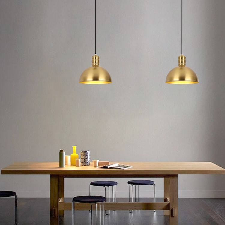 Metal Shaded Ceiling Pendant Light Contemporary Gold Suspension Pendant for Dinning Room