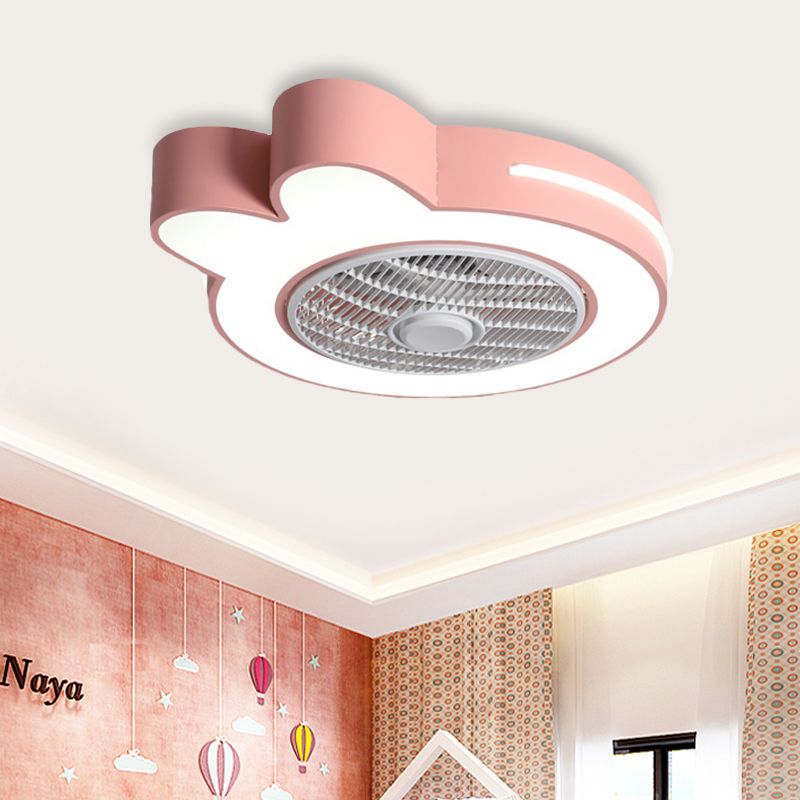 Cartoon Bear / Rabbit / Penguin Fan Lampy Acrylic Kids Room 23 "LED de large près du plafond Light en rose / gris