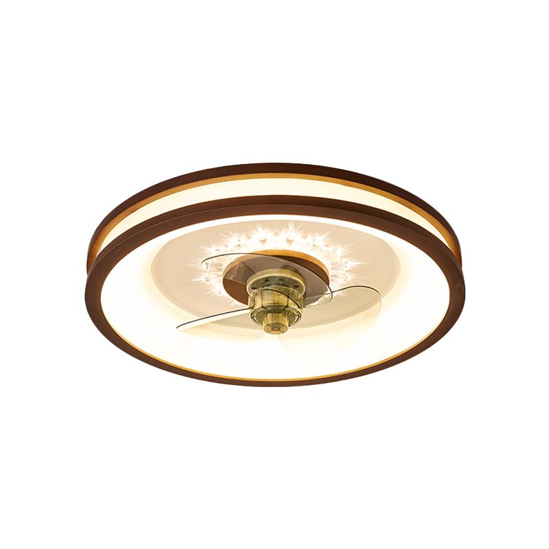 LED Wooden Ceiling Fan Light Modern Ceiling Mount Lamp with Acrylic Shade for Living Room