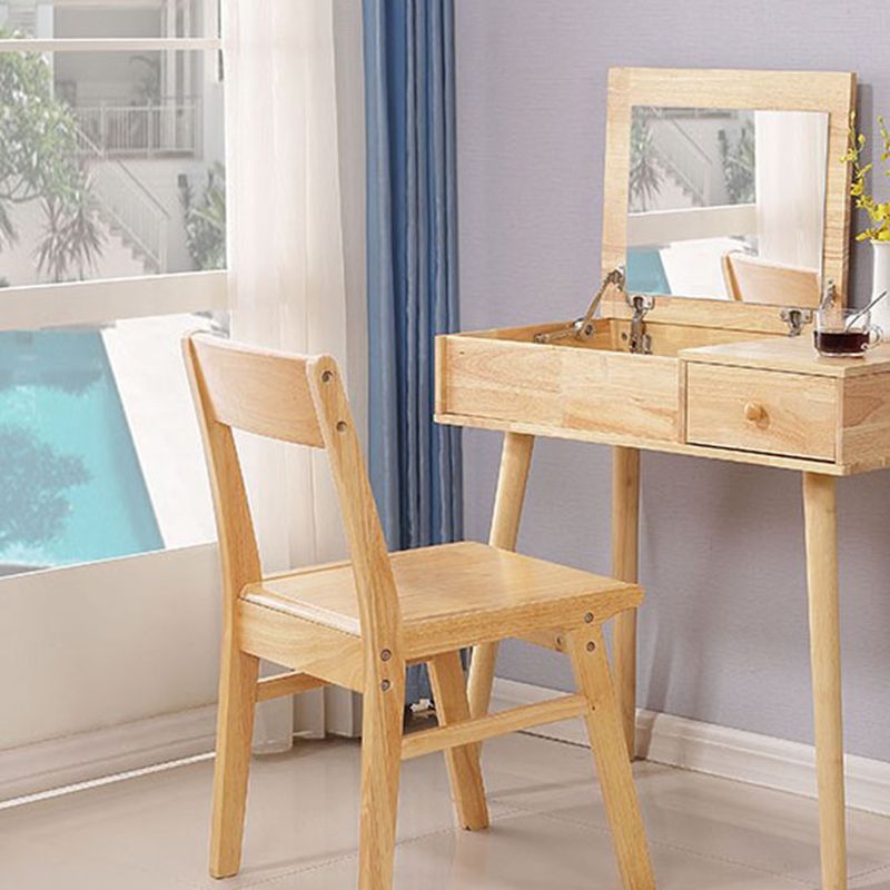 Brown Vanity Set with Mirror 15.74" Wide Wood Vanity Tables with Drawers