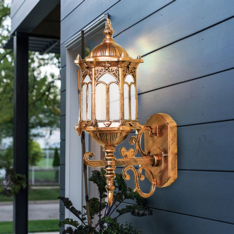 Clear Glass Cylinder Lantern Sconce Retro 1 Bulb Patio Wall Mounted Light Fixture