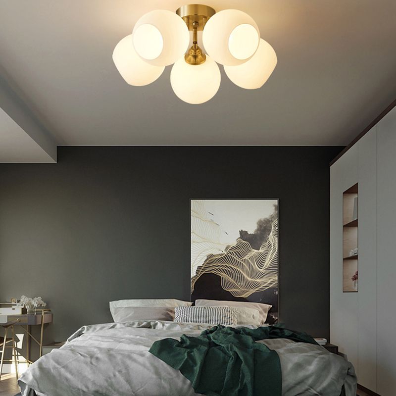 Luz de techo esférico múltiple iluminación de techo de vidrio de estilo moderno para sala de estar