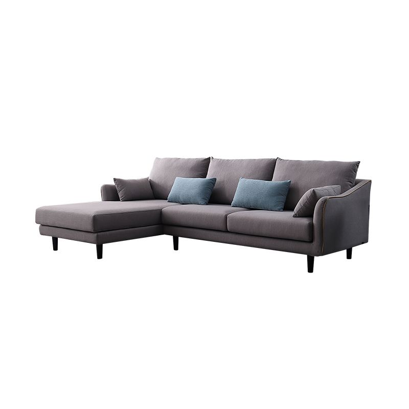 64" Wide Scandinavian Sectional Sofa Cushion Back Grey Sectionals