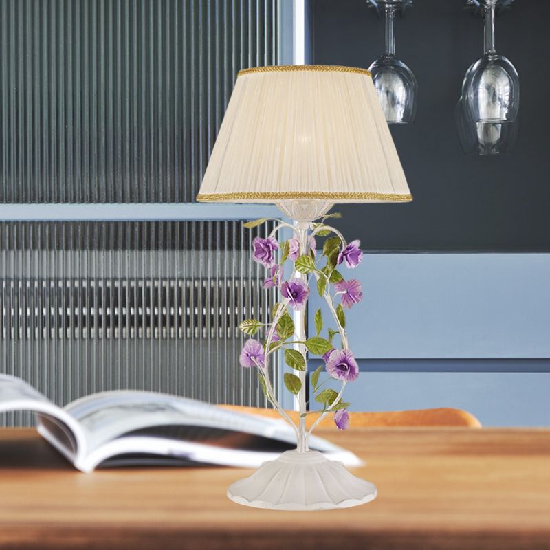 Lampada da comodino a 1 teaggio da comodino coreano in tessuto bianco in tessuto illuminazione da tavolo per camera da letto