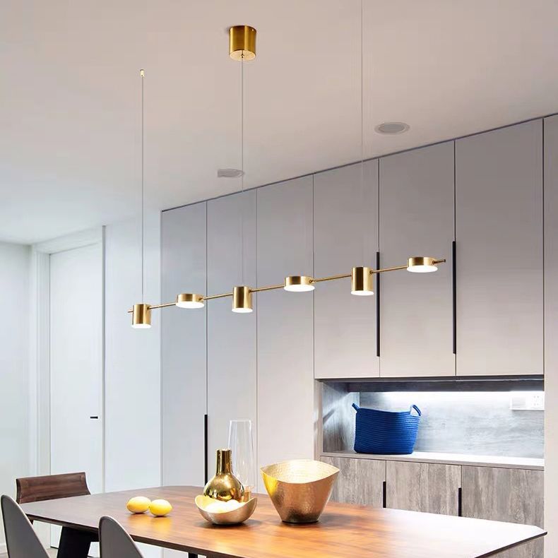 Minimalist Linear Island Lighting Metal 5-Light Dining Room LED Hanging Pendant Light