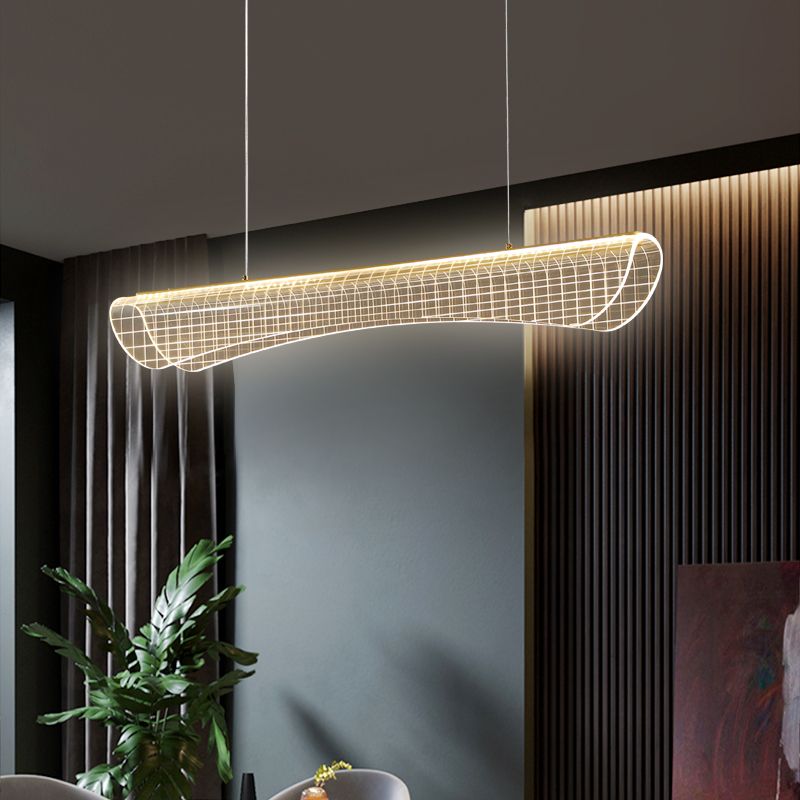 Modern Pendant Light Transparent Island Lighting Metal 1 Light Island Light Fixture in Black