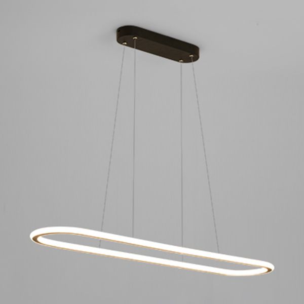 Oval LED Island Light White Acrylic Shade Hanging Lamp for Dinning Room