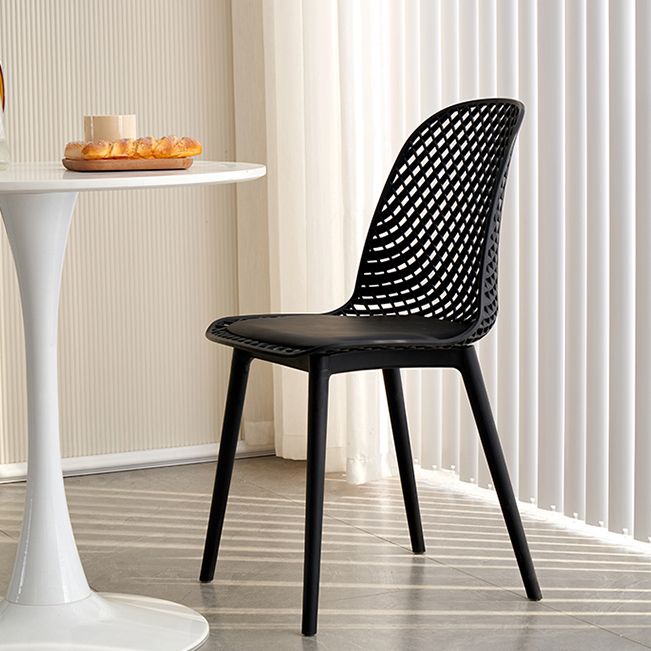Contemporary Style Dining Chairs Armless Chairs with Plastic Legs for Home