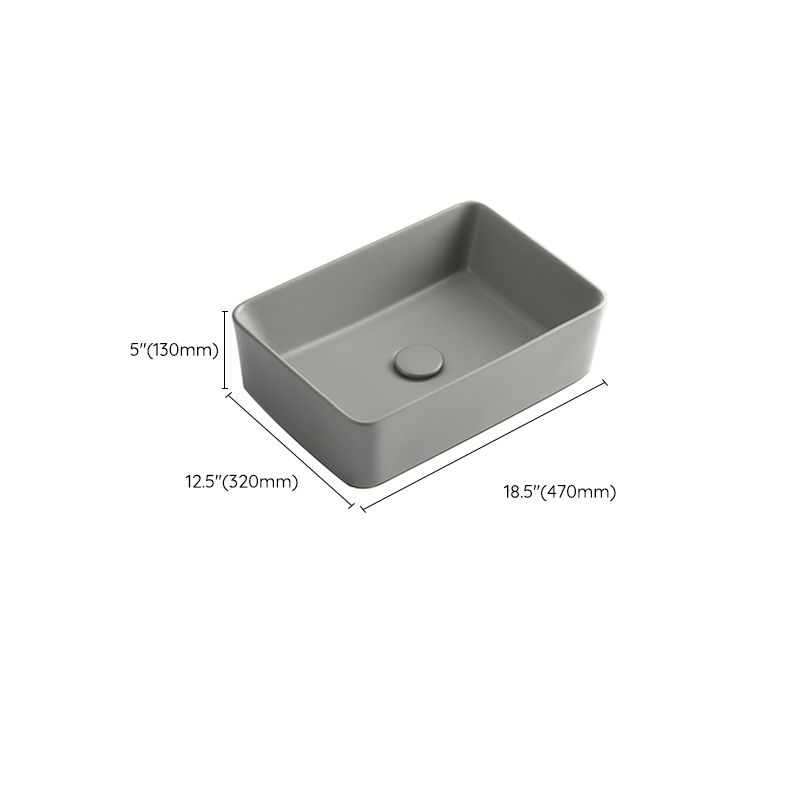 Contemporary Bathroom Sink Rectangular Porcelain Vessel Lavatory Sink with Pop-Up Drain