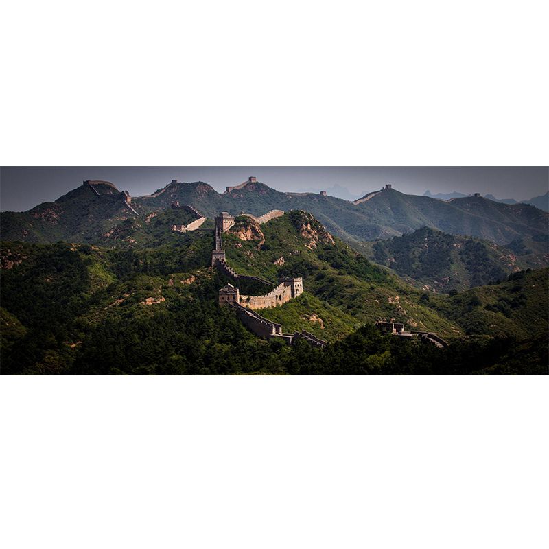 Whole the Great Wall Mural Wallpaper Modern Enchanting Mountain Landscape Wall Decor in Grey-Green
