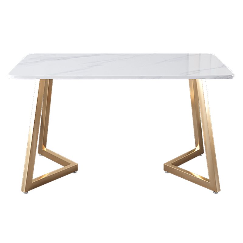 Metal Mesa de comedor de piedra sinterizada de rectángulo de lujo tradicional con base de trineo