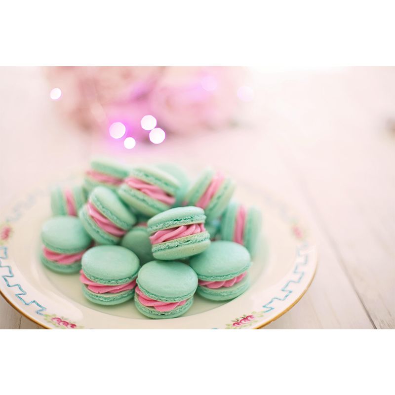 Contemporary Style Mural with Sweet Macaron Painting Commercial Use Wall Covering