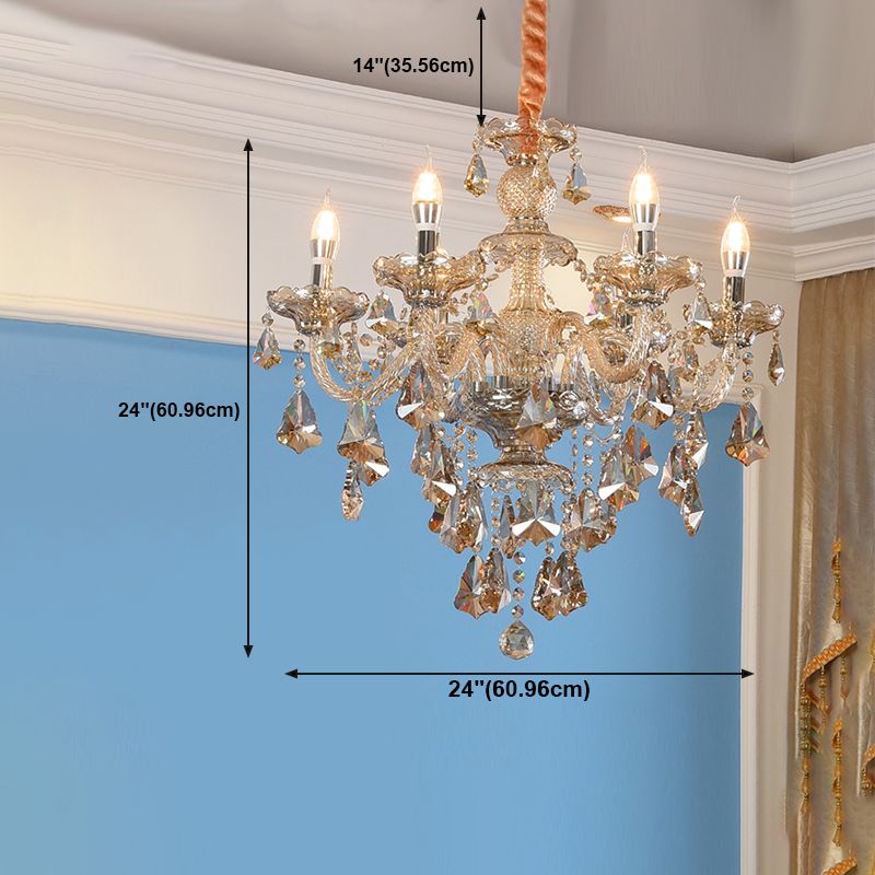 Candlestick Chandelier Light Fixture Crystal Glass Hanging Lamp for Living Room
