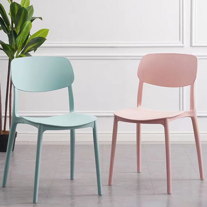 Scandinavian Stackable Armless Dining Chairs Plastic Open Back Dining Side Chair