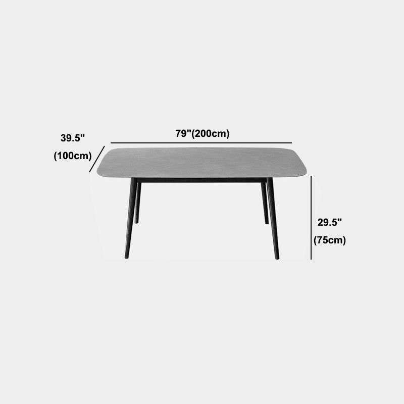 Modern Style Gray Stone Table Rectangle Dining Table for Kitchen